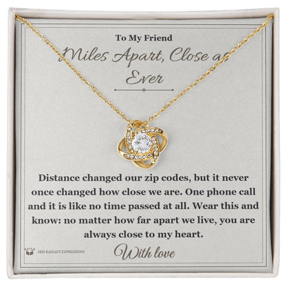 Love Knot Necklace with personalized message card for friend