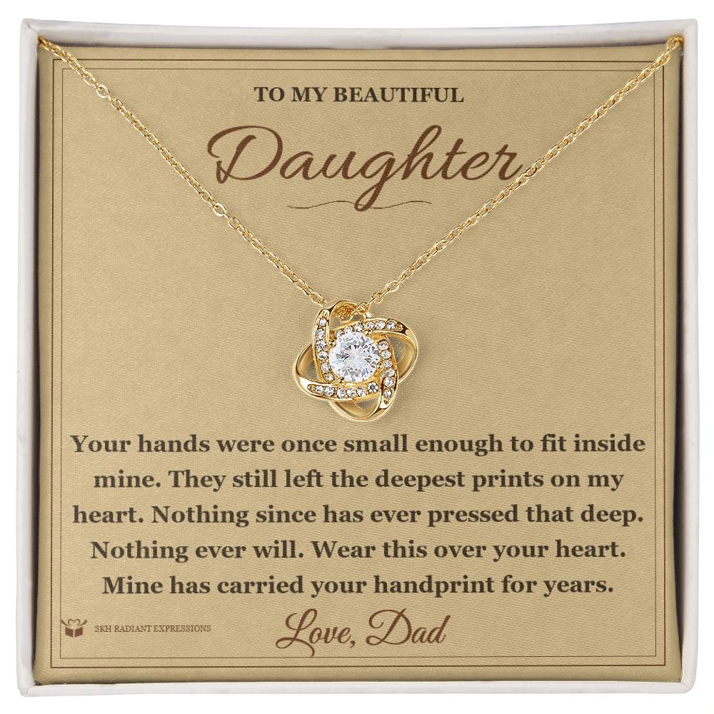 Love Knot Necklace with personalized message card for daughter