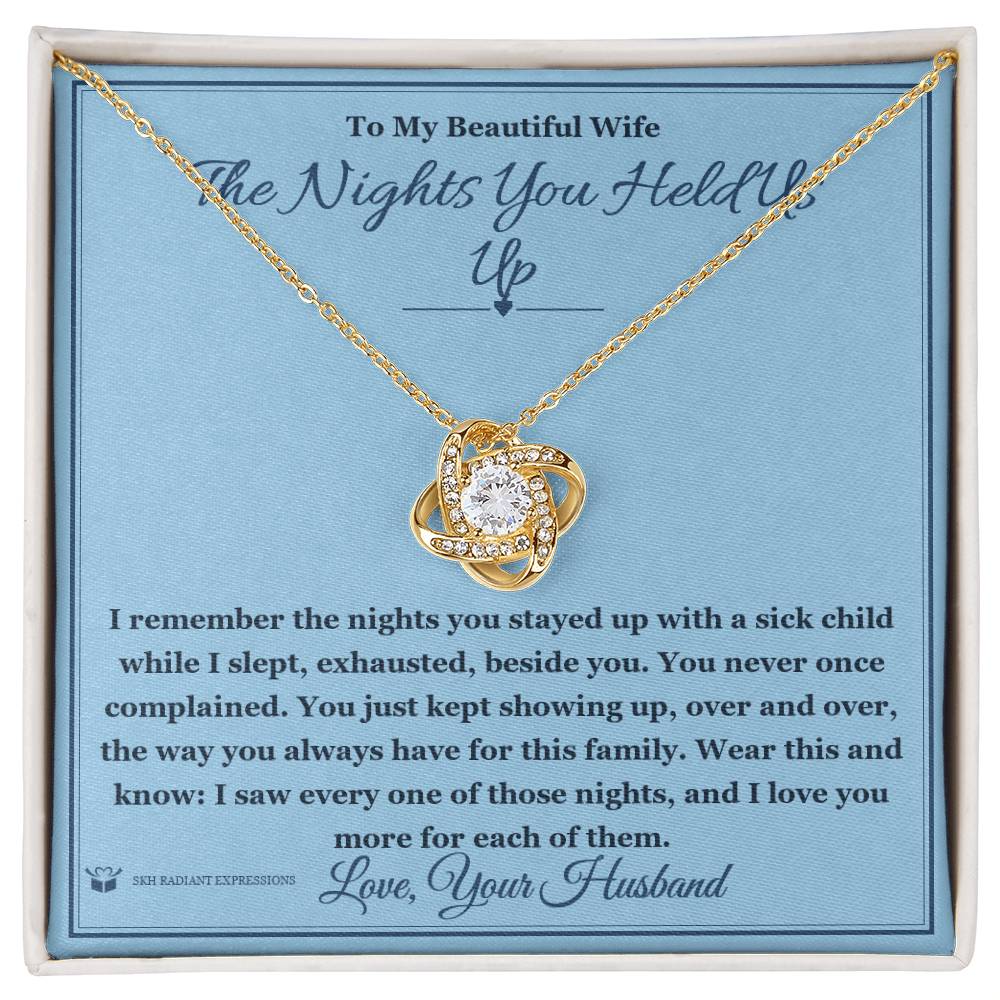 Engraved Love Knot Necklace with message for wife
