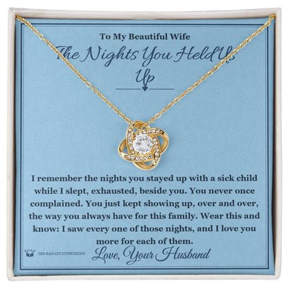 Engraved Love Knot Necklace with message for wife