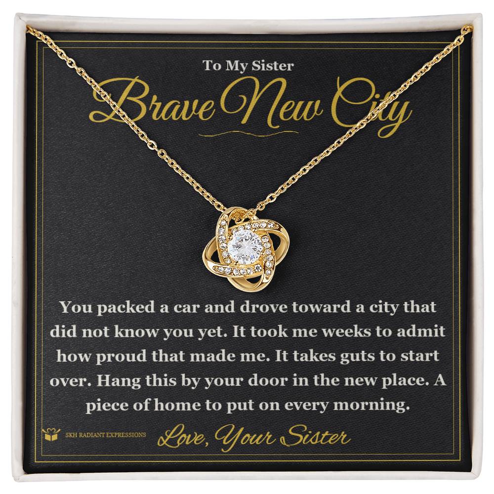 Love Knot Necklace with personalized message card for sister