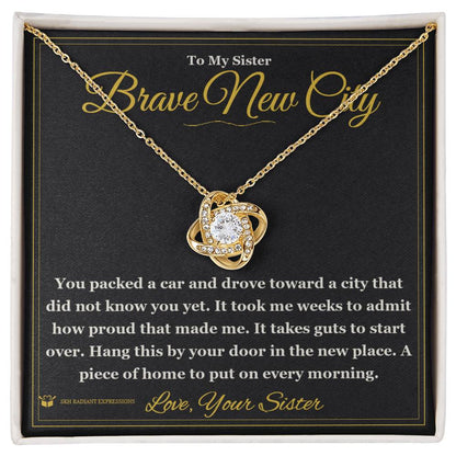 Love Knot Necklace with personalized message card for sister