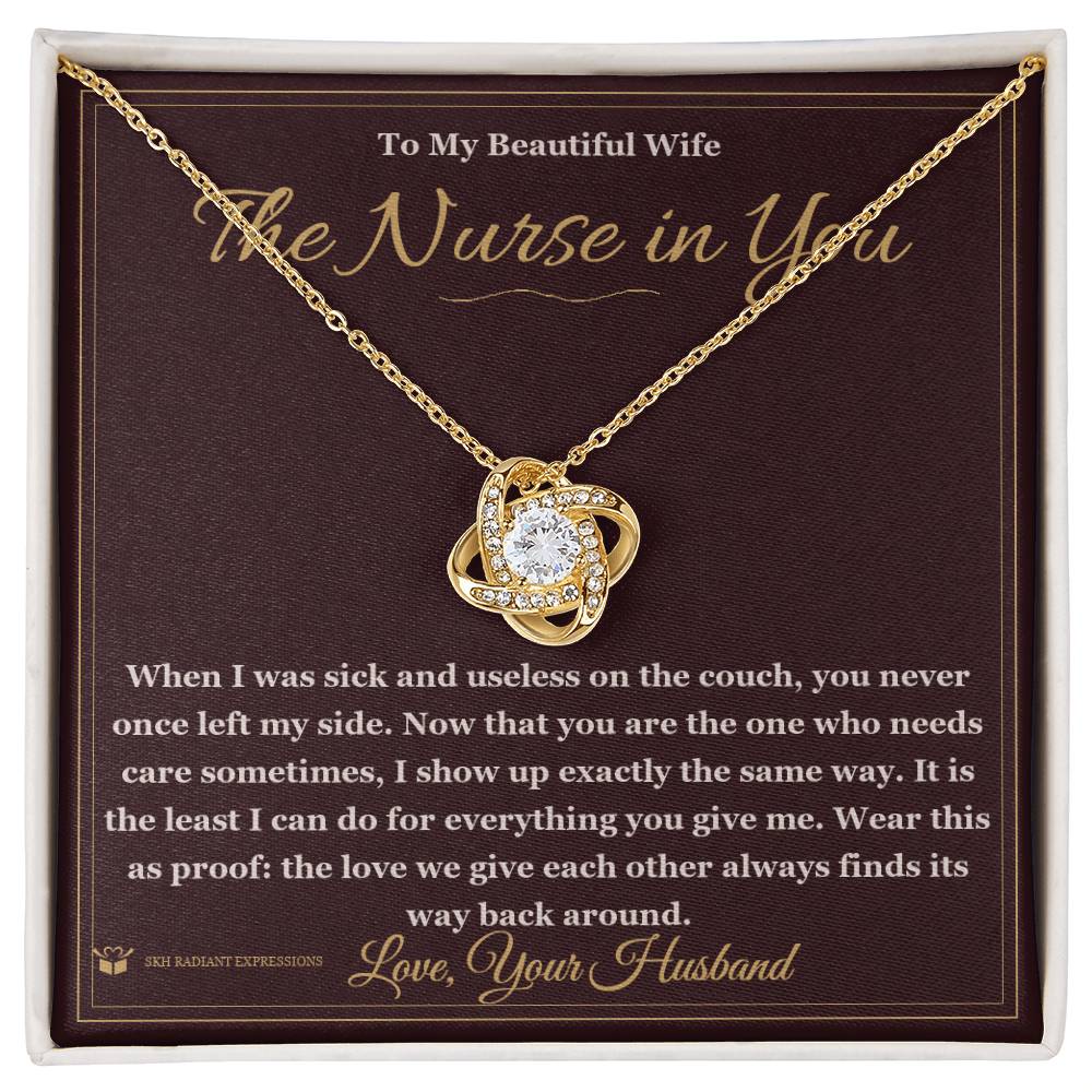 Love Knot Necklace with personalized message card for wife