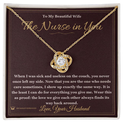 Love Knot Necklace with personalized message card for wife