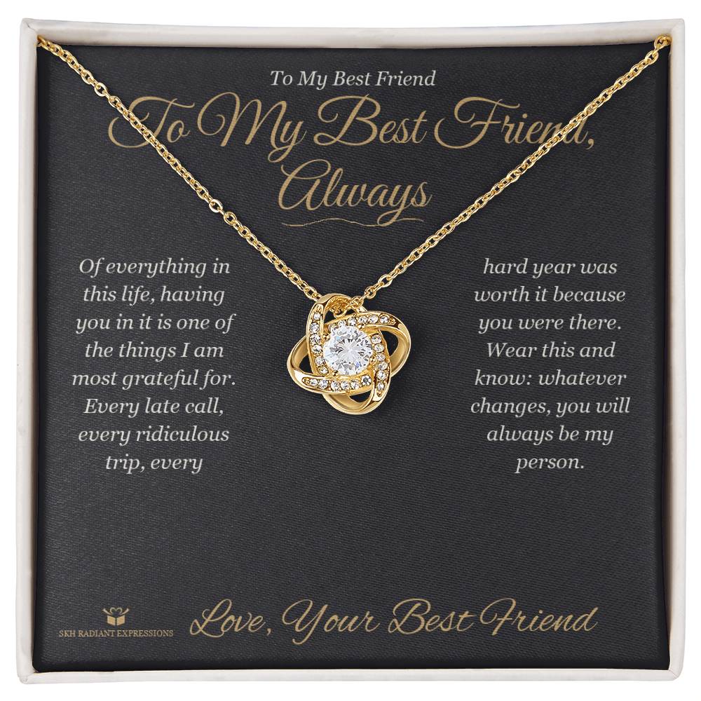 Engraved Love Knot Necklace keepsake for best friend