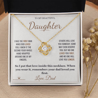 The First Man Love Knot Necklace for Daughter - personalized keepsake gift from SKH Radiant Expressions