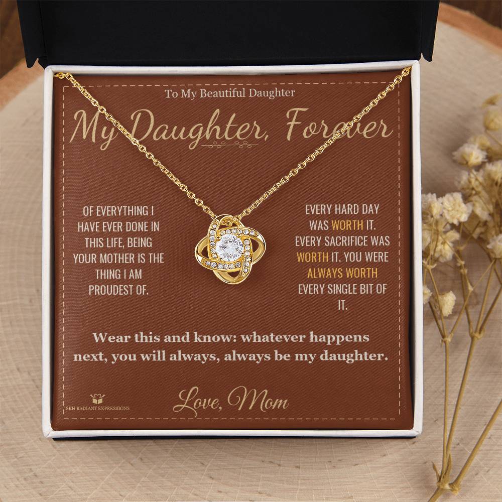 To My Daughter - Forever My Baby Girl - Love Knot Necklace