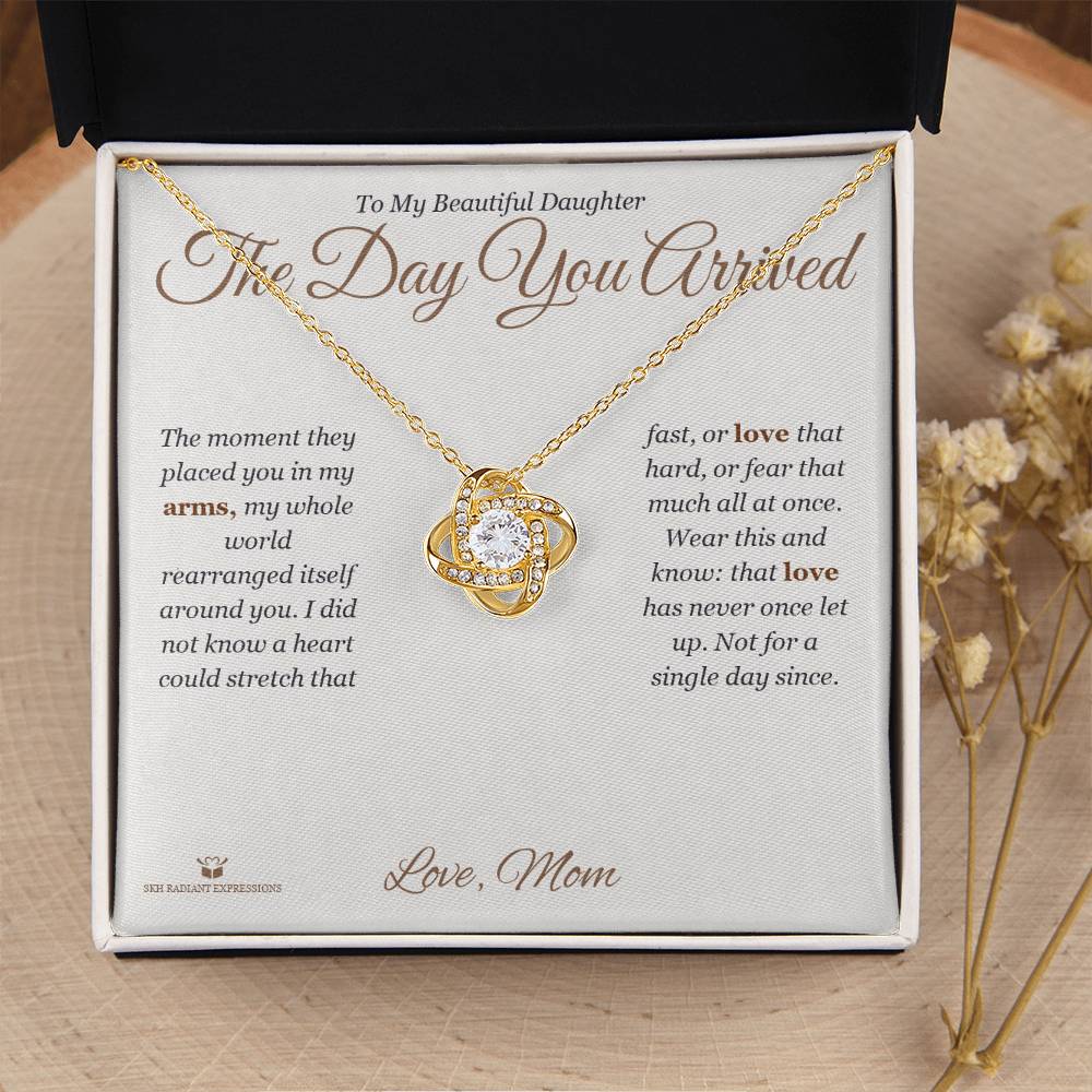 The Day You Arrived - Love Knot Necklace for Daughter