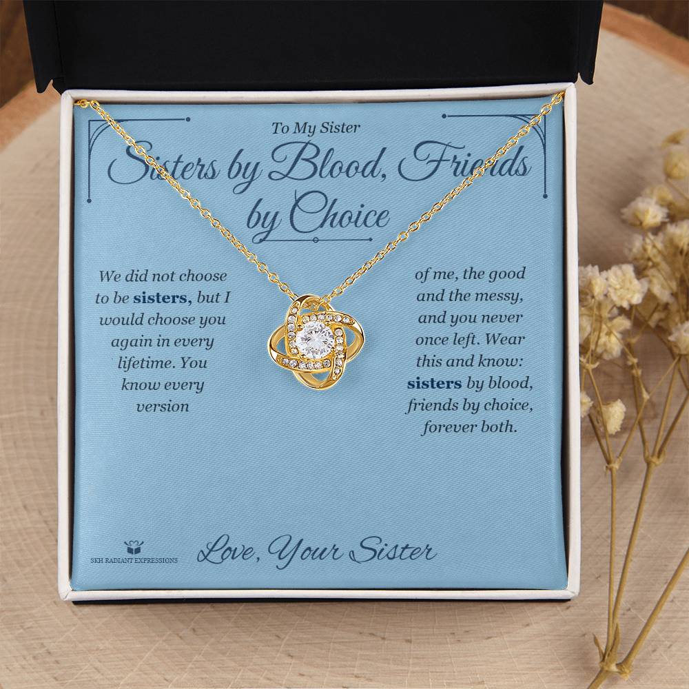 Love Knot Necklace engraved with your own words for sister