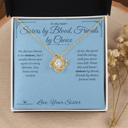 Love Knot Necklace engraved with your own words for sister