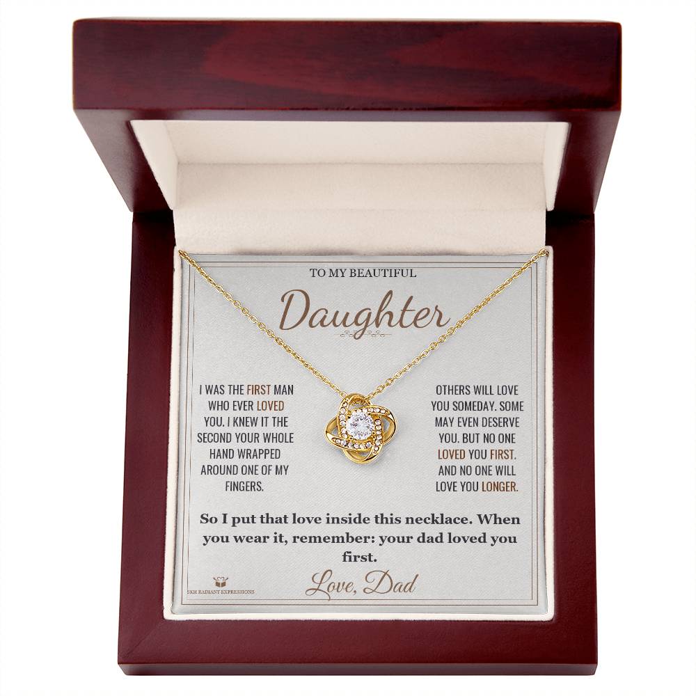 The First Man Love Knot Necklace for Daughter - personalized keepsake gift from SKH Radiant Expressions
