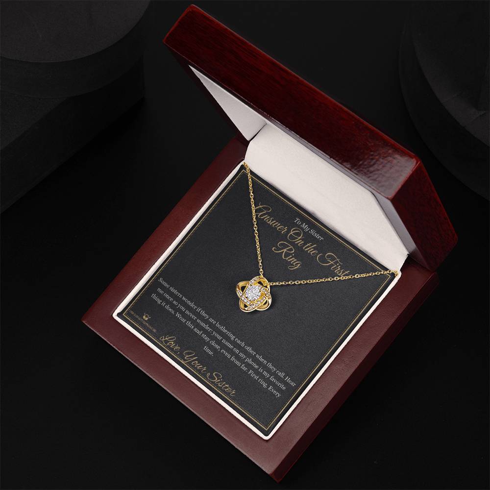 Answer On the First Ring - Love Knot Necklace for Sister