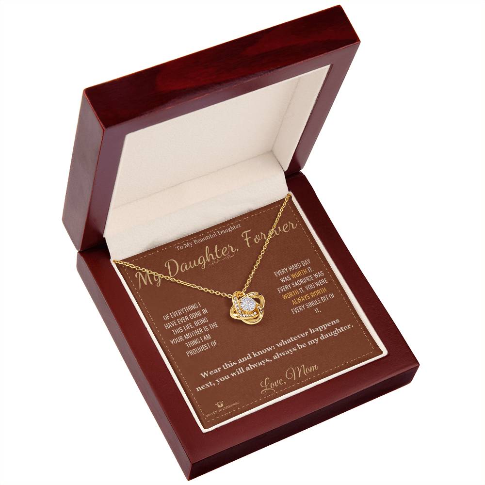 To My Daughter - Forever My Baby Girl - Love Knot Necklace