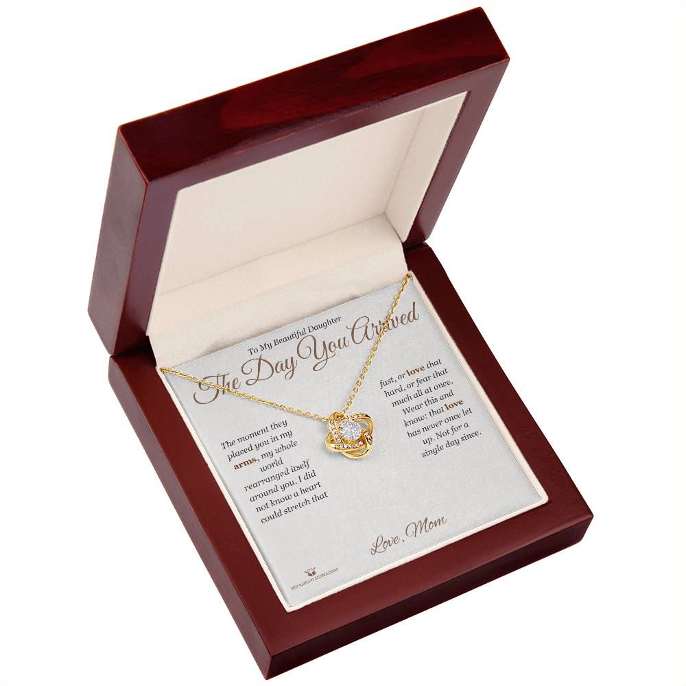 The Day You Arrived - Love Knot Necklace for Daughter