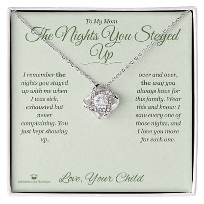 Love Knot Necklace with personalized message card for mom