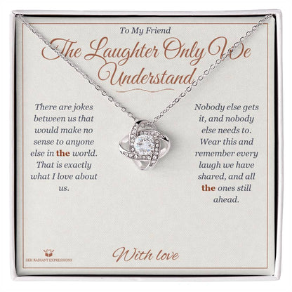 Love Knot Necklace with personalized message card for friend