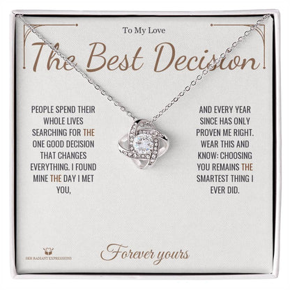 Love Knot Necklace with personalized message card for partner