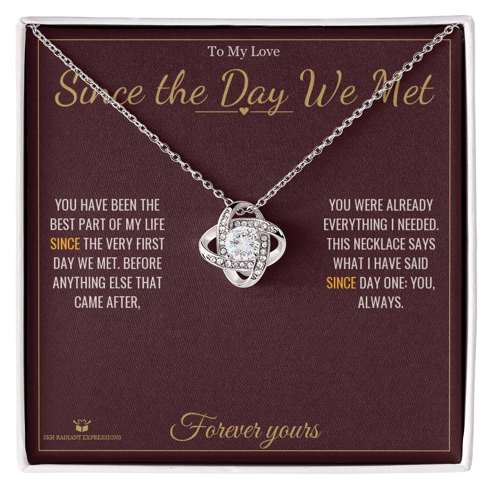 Love Knot Necklace with personalized message card for partner