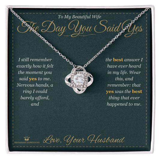 The Day You Said Yes - Love Knot Necklace for Wife