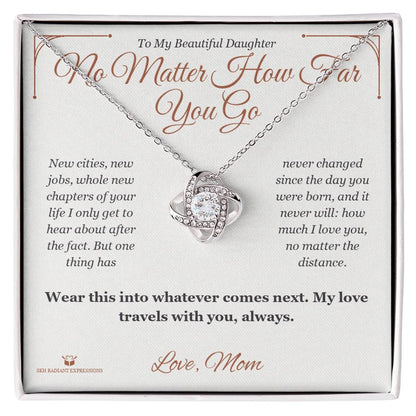 Engraved Love Knot Necklace with message for daughter