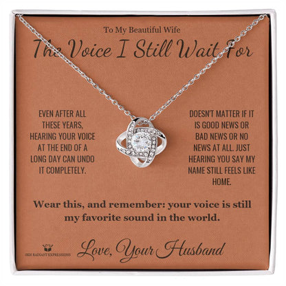 Engraved Love Knot Necklace with message for wife