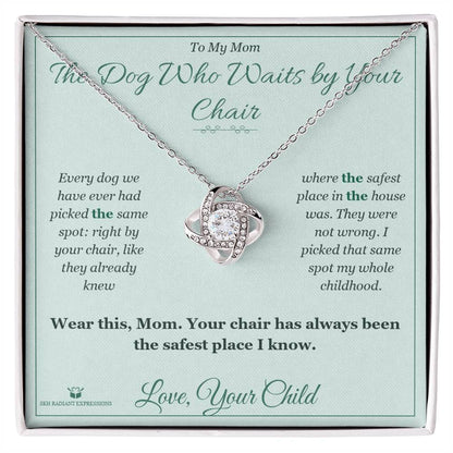 Love Knot Necklace with personalized message card for mom