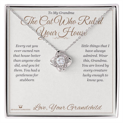 Love Knot Necklace with personalized message card for grandmother