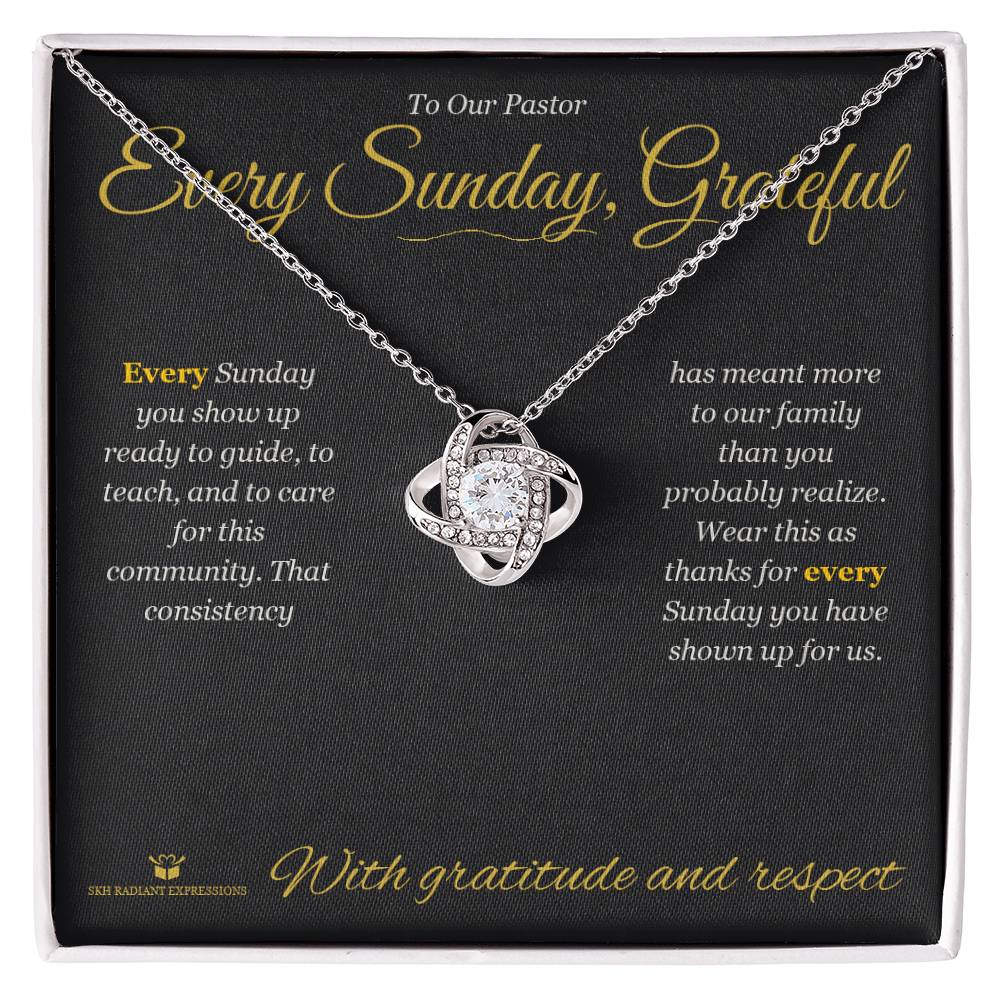 Love Knot Necklace with personalized message card for pastor