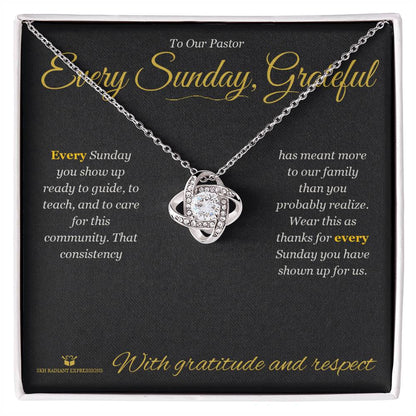Love Knot Necklace with personalized message card for pastor