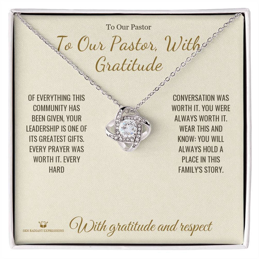 To Our Pastor, With Gratitude - Love Knot Necklace for Pastor