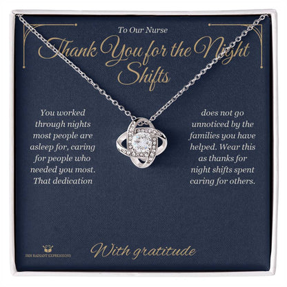Love Knot Necklace with personalized message card for nurse