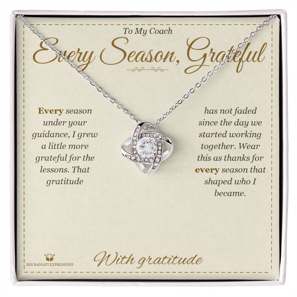 Love Knot Necklace with personalized message card for coach