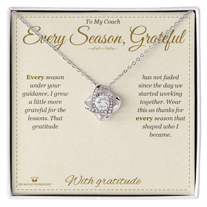 Love Knot Necklace with personalized message card for coach