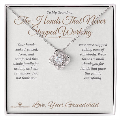 Love Knot Necklace with personalized message card for grandmother