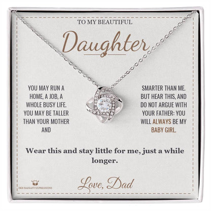 Engraved Love Knot Necklace with message for daughter