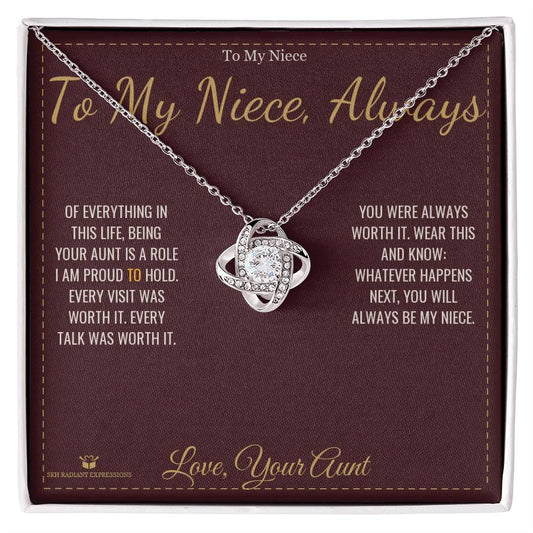 To My Niece, Always - Love Knot Necklace for Niece