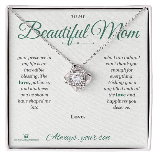My Mom's Love: A Blessing Beyond Measure - Love Knot Necklace for Mom - personalized keepsake gift from SKH Radiant Expressions