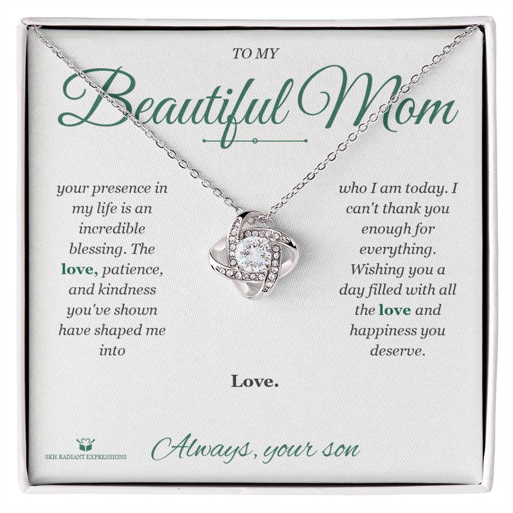 My Mom's Love: A Blessing Beyond Measure - Love Knot Necklace for Mom
