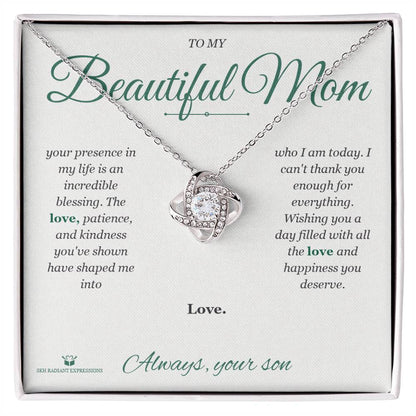 My Mom's Love: A Blessing Beyond Measure - Love Knot Necklace for Mom