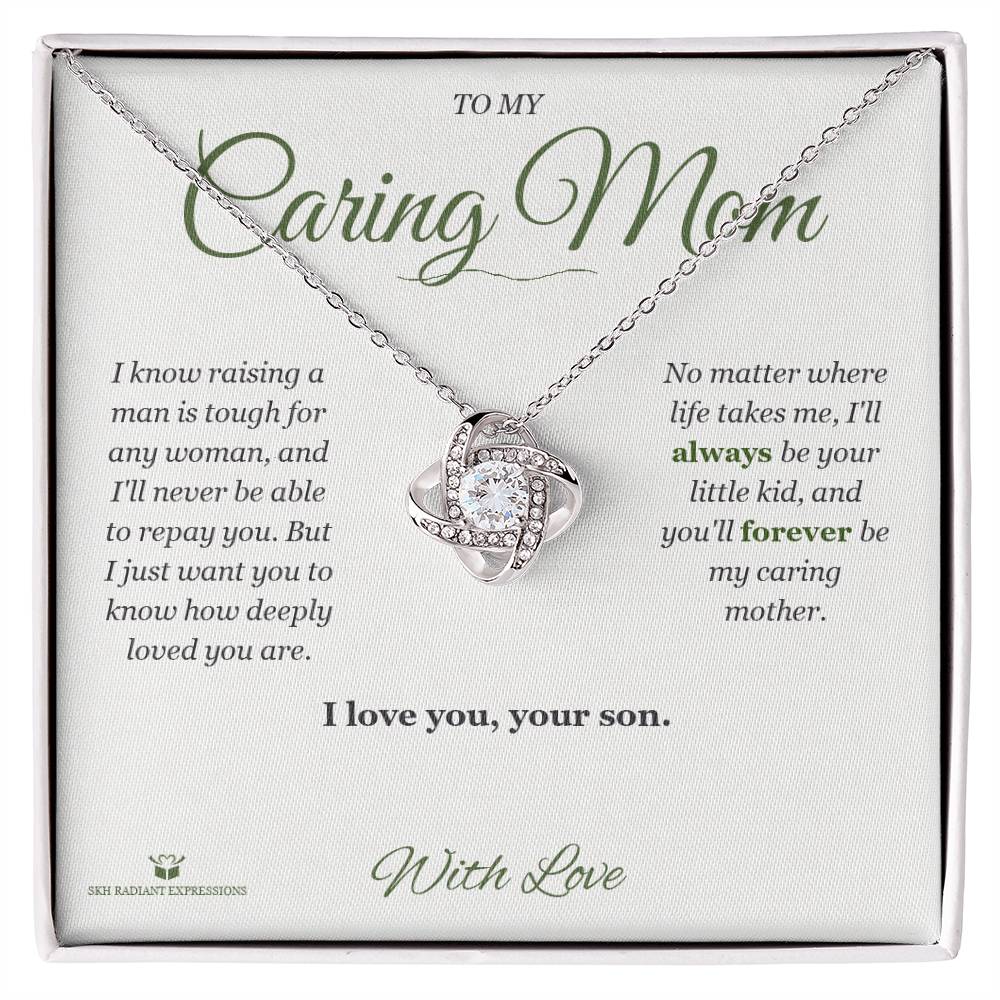 Love Knot Necklace with personalized message card for mom