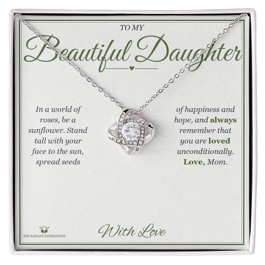 Be a Sunflower - Love Knot Necklace for Daughter - personalized keepsake gift from SKH Radiant Expressions