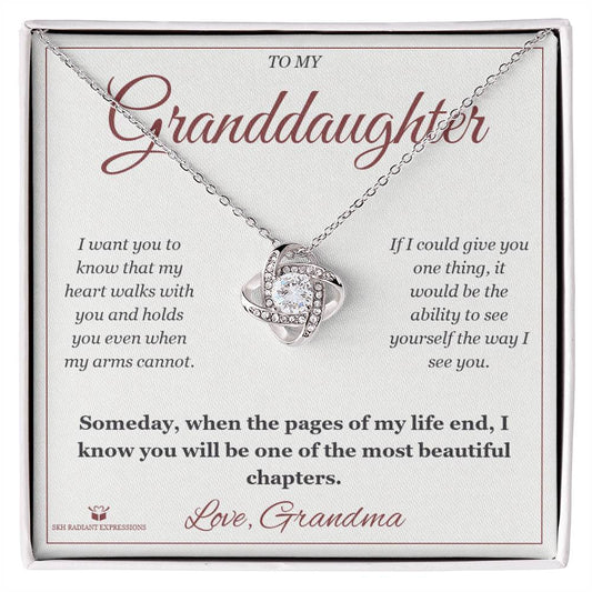 My Heart Walks With You - Love Knot Necklace for Granddaughter - personalized keepsake gift from SKH Radiant Expressions