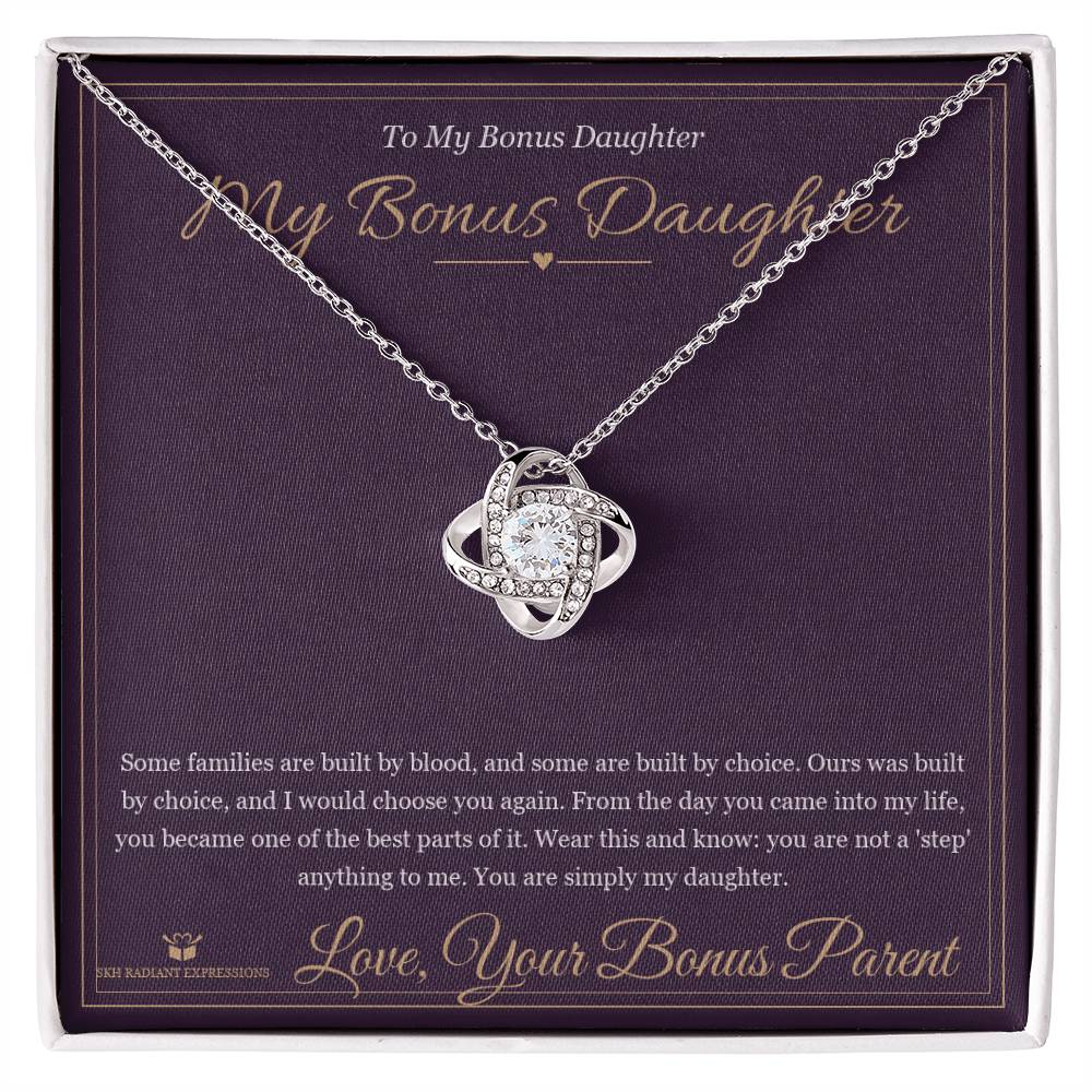 My Bonus Daughter - Love Knot Necklace for Stepdaughter - personalized keepsake gift from SKH Radiant Expressions
