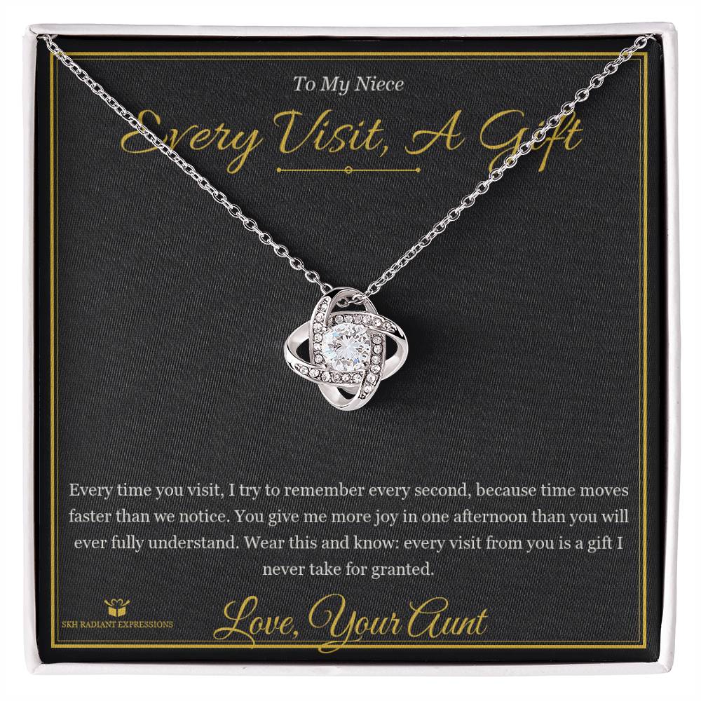 Every Visit, A Gift - Love Knot Necklace for Niece - personalized keepsake gift from SKH Radiant Expressions