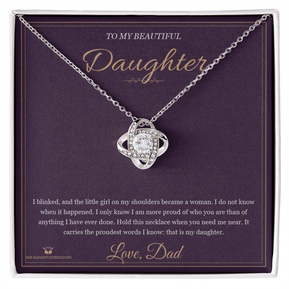 A Woman Now - Love Knot Necklace for Daughter - personalized keepsake gift from SKH Radiant Expressions