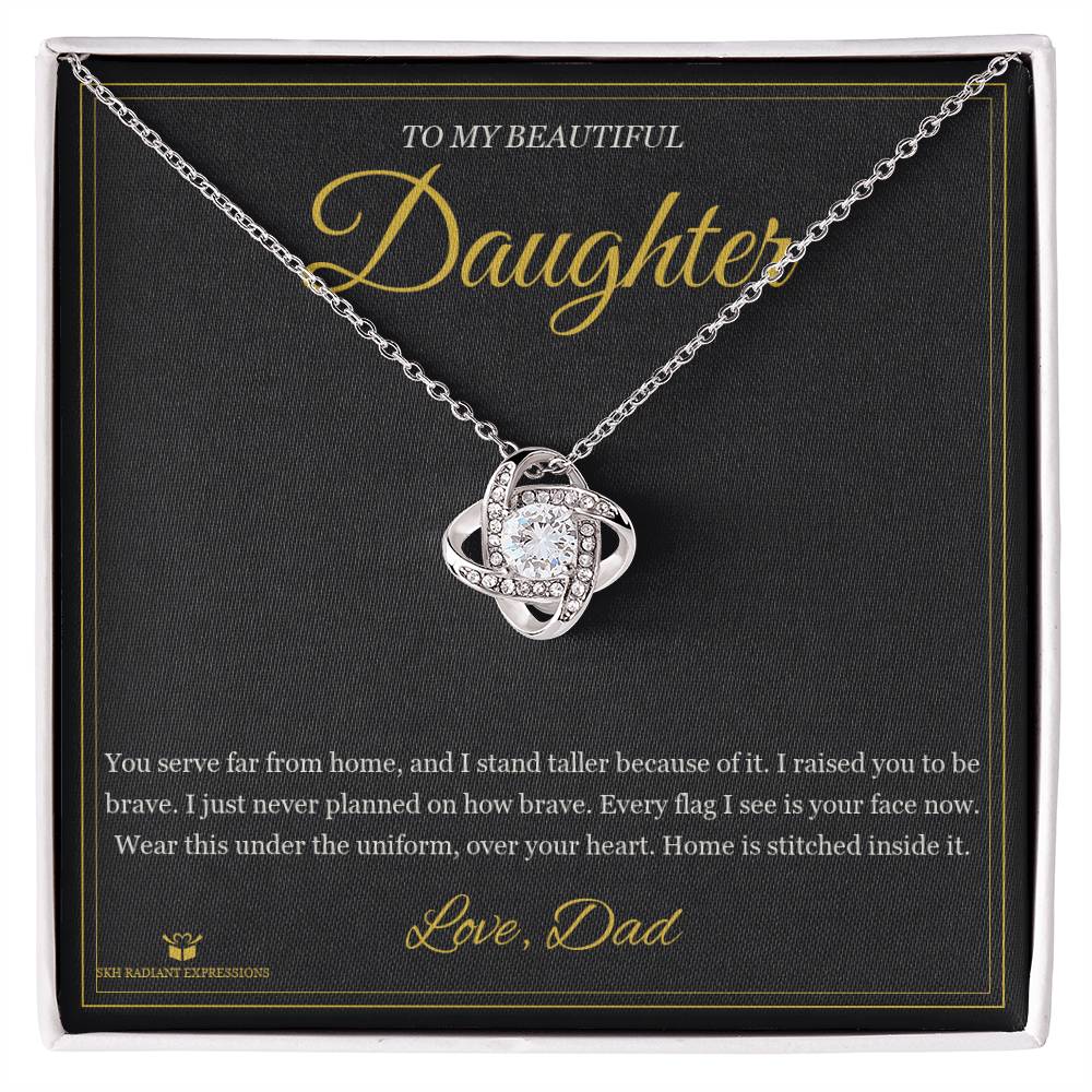 Far From Home, Never From Heart - Love Knot Necklace for Daughter - personalized keepsake gift from SKH Radiant Expressions