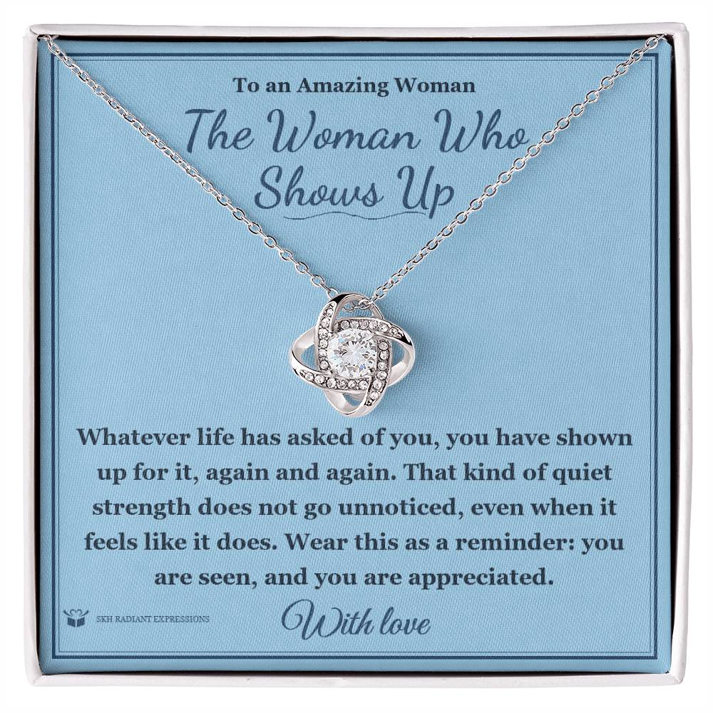 Engraved Love Knot Necklace with message for her
