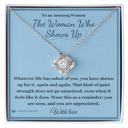 Engraved Love Knot Necklace with message for her