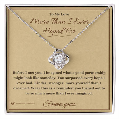 Engraved Love Knot Necklace with message for partner