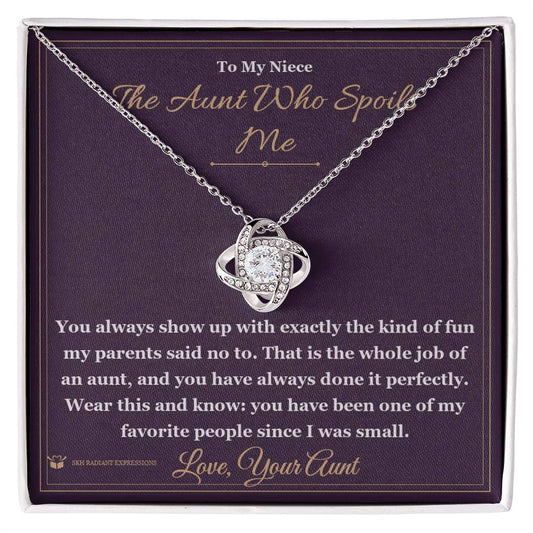 The Aunt Who Spoils Me - Love Knot Necklace for Niece - personalized keepsake gift from SKH Radiant Expressions